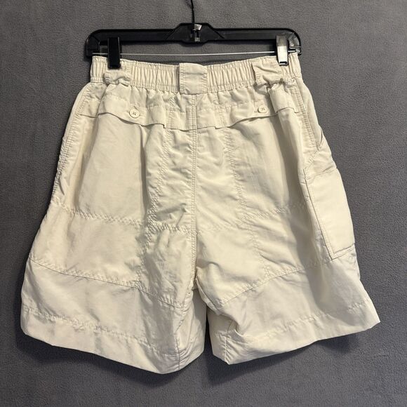 AFTCO Bluewater Cargo Nylon Fishing Shorts Size 32 Tan Ivory Elastic Waist 7” - Picture 2 of 11